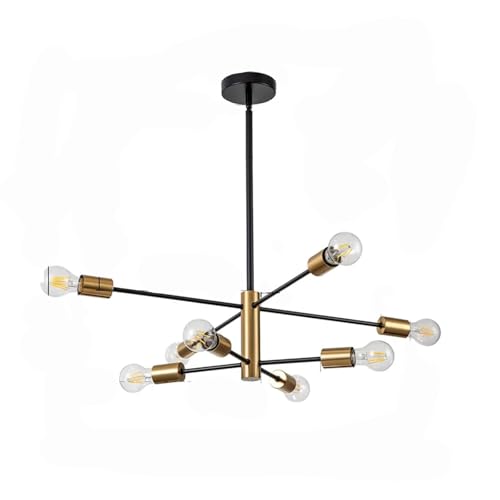 Lustre nordique moderne noir plafonnier LED 8 lumières luminaire suspendu