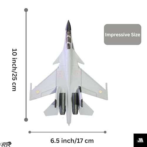 Image of Indian Airforce Sukhoi - 30 MKI Airplane Model 10 inch with Missiles - 1:84 Scale Su-30 Fighter Jet Aircraft for Collectors, Kids, Embossed Stand, Snap Fit (10 inch Jet with Missiles)