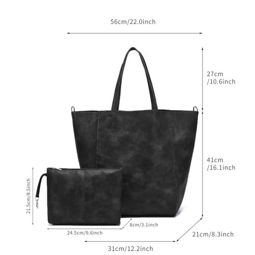 Image of Tote Bag Set for Women, Top Handle Satchel Purse Set Oversized Shoulder Handbag Large Capacity Hobo Bags Soft PU Leather