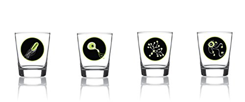 Juego de 4 vasos chupito 9 cl. Modelo Bacterias
