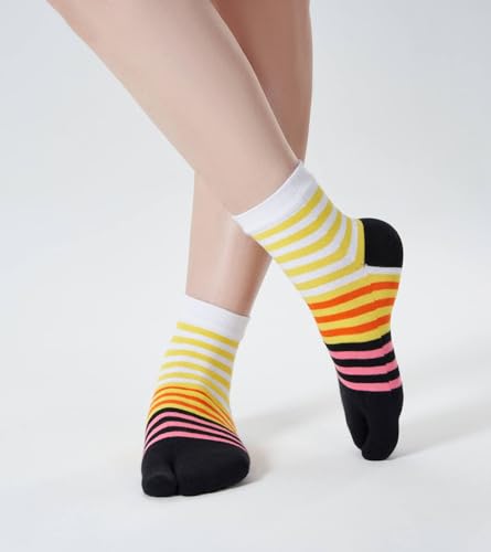 Image of Women's Solid 2 Toe Flip Flop Tabi Socks Geta Ankle Cotton 5 /6 Pairs
