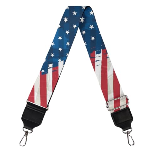 Image of GLENLCWE American Flag Print Purse Strap Wide Shoulder Strap Adjustable Replacement Belt for Crossbody Bag