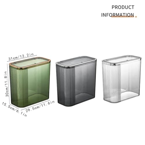 Papelera rectangular de plástico transparente delgada con tapa superior 2