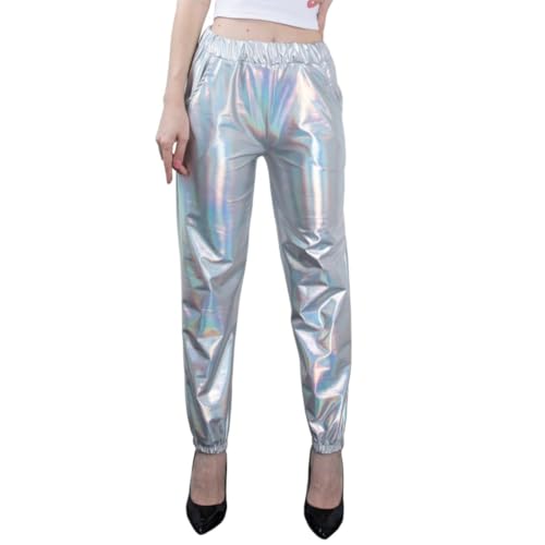Pantalon brillant femme anti-serrage style mouillé années 80