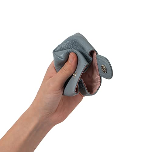 Image of Cockatoo Genuine Leather Coin Pouch Change Holder, Mini Snap Pocket Wallet for Men Women (Azure, Large)