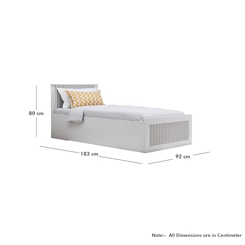 Image of Bniture Modern Single Size Bed with Storage Box | Engineered Wood Bed Designer Headboard | Wooden Single Cot Beds with Storage for Bedroom 3 Year Warranty (Frosty White)