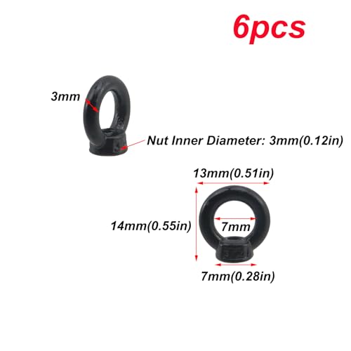 Image of Antrader M3 Metric Ring Shape Lifting Eye Nut,6PCS 304 Stainless Steel M3 Ring Eye Bolts Threaded Nuts