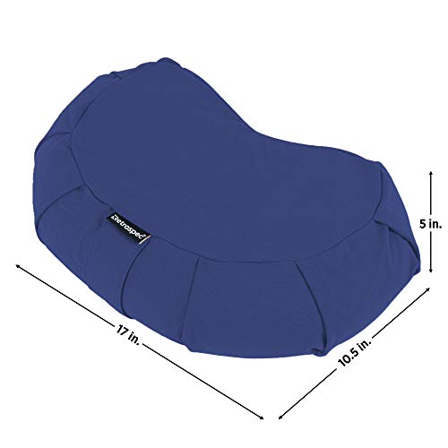 Image of Retrospec Sedona Zafu Yoga Meditation Cushion with Carry Handle and Filled with buckwheat Hulls; Midnight Blue, Crescent