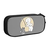 キャスパーのクリスマス9 ペンケース ペンポーチ ペンバッグ 筆箱 ポーチ 部品袋 化粧ポーチ 文房具 筆記用具 収納 小物入れ 小学生 高校生 オフィス 二階建て 帆布 多機能 大容量 男女兼用 Black