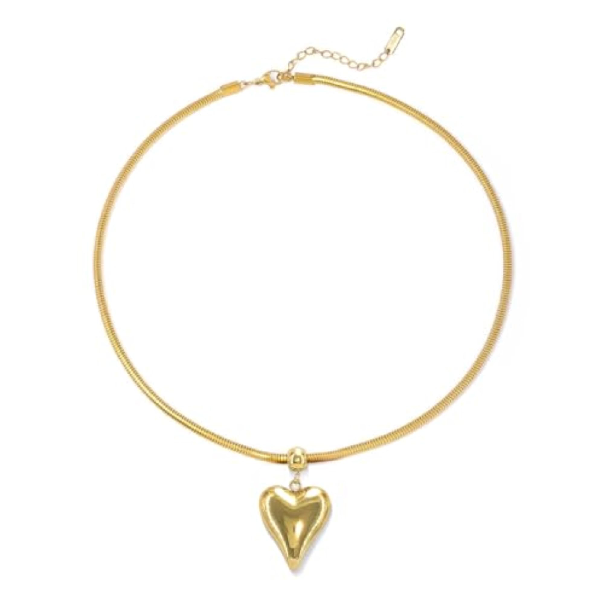 Minimalist Gold Plated Heart Pendant Choker Necklace for Women