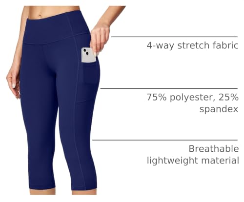 Image of Ewedoos Capri Leggings for Women High Waisted Yoga Pants with Pockets for Women Tummy Control Workout Leggings Yoga Capris