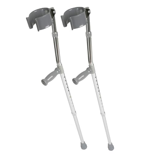 Medline Aluminum Forearm Crutches, Adult, Cuff Size 4', Pack of 2