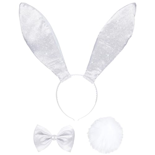 W WIDMANN MILANO Party Fashion - Verkleidungsset Hase, Haarreifen mit Ohren, Fliege, Hasenschwänzchen, Bunny, Tierkostüm