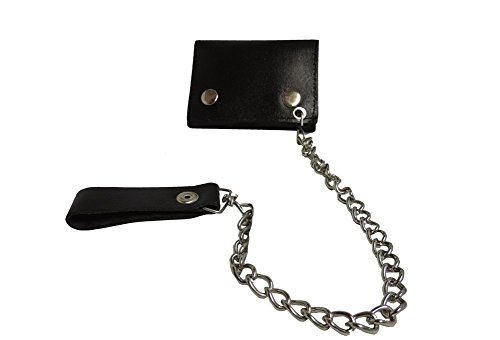Black Biker Leather Tri-fold Chain 4" Wallet3