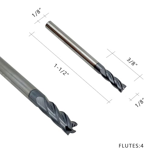 Image of Carbide Square End Mill - 4 Flute - 1 /8 inch 4T (10 Piece, 1 /8 inch) - for Milling Alloy Steels, Hardened Steel, Metal & More - Mill Bits Sets for DIYers & Professionals by LU&MN