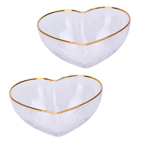 FELTECHELECTR 2 Pezzi Ciotole Insalata in Vetro Forma di Cuore Design Creativo e Trasparente Scodelle per Frutta e Dessert con Superficie Liscia e Facile da Pulire Eleganti per Uso Domestico
