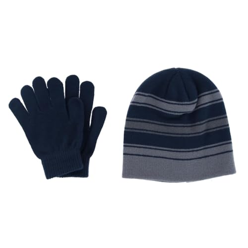 Image of Kids' 4-7 Striped 2-Piece Winter Beanie and Glove Set
