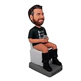 mydedorカスタムボブルヘッズフィギュア黒眉毛トイレに座っている男性フィギュリン カスタマイズされた人形の誕生日父のために、手作りのパーソナライズされた車お父さん叔父上司パパのために