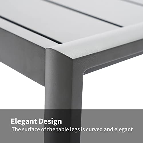Lebenliebe Outdoor Patio Coffee Table All-Weather Aluminum Rectangle Coffee Tables For Garden Backyard Contemporary End Tables, Grey Frame #TOP5