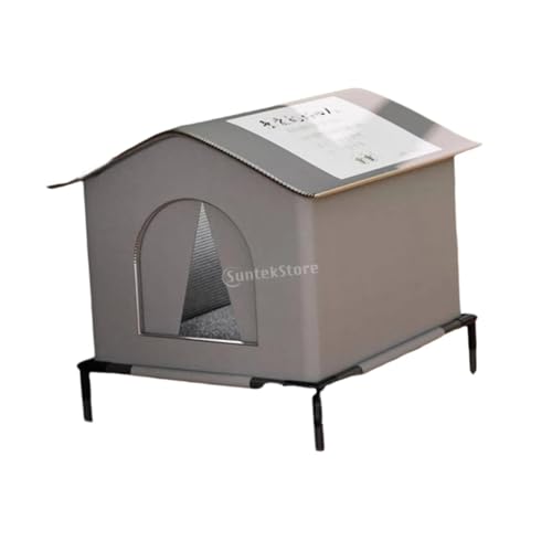 Leefasy Outdoor Cat House Insulated Weatherproof Waterproof for Barn Comfortable Windproof Winter Warm Elevated Leg Cube Cat Shelter