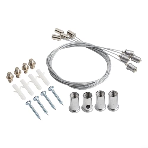 Stainless Steel Ceiling Bracket for Infrared Heater – Adjustable Height Hanging Kit with 1m Steel Cable, Silver Mounting Frame