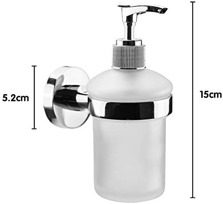 Tebery Liquid Soap Dispenser, Small Metal and glass Soap Pump for the Main and Guest Bathroom, Modern Hand Soap Bottle for Bathroom or Kitchen Sink, Frosted/glass