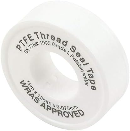 AKORD 12mm x 12m Water White Plumbers PTFE Thread Seal Tape Plumbing Joint, 12mm x 0.075mm