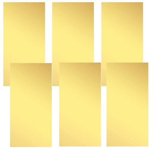 Brass Sheet, Brass Shim Stock Assortment, 6" Length x 3" Width, 0.002", 0.004", 0.006", 0.008",0.012" and 0.016" Thickness, Shim Stock 6 Pieces