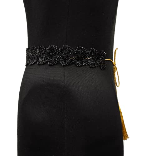 Women's Fabric Kamarband Saree belt waist hip Waist for saree Girl gaun women Lehnga choli Tredisnal Hand Work bally chain cloth Belt (17 black aro pan)3
