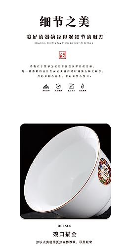 Image of Porcelain Gaiwan 8oz Teacup White Glazed Tureen Chinese Sancai Cover Bowl Lip Cup Saucer Set (Red Deer)