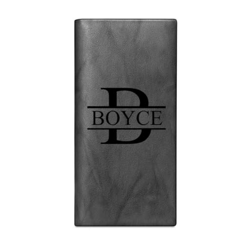Personalized Long Slim Wallet For Men - Custom Men's RFID Blocking Trifold Wallets - Engraved Christmas & Birthday Gifts