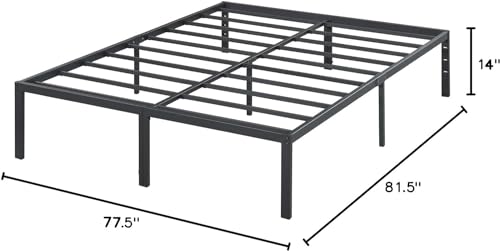King Size Platform Bed Frame with Steel Slat Support