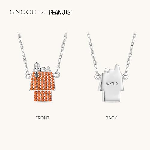 GNOCE Peanuts Lying Snoopy Doghouse Diamond Pendant Necklace for Women, S925 Sterling Silver Pendant Necklace for Her Wife, Valentine‘s Day, Mother’s Day Jewelry Gift3