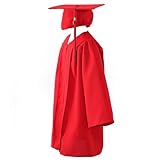 Gorra y vestido 2025, bata de graduación cómoda con borlas para niños | Conjuntos de uniformes elegantes, ropa de rendimiento, disfraz de graduado para la escuela primaria, rosso, 30 yards