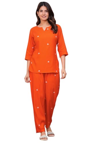 Image of Women's Printed Night Suit Set Pajama with Top Lightweight Soft & Comfy Sleepwear for Girls & Women