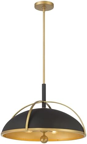 Minka-Lavery Yorkshire 20.75" 4-Light Pendant - Dark Matte Black and Legacy Brass (Bulb Not Included)