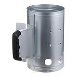 LOORGVEL Outdoor Holzkohleanzünder mit Hitzebeständigem Kunststoffgriff Tragbarer Stahl Kaminanzünder für Grill Kamin und Feuerschale