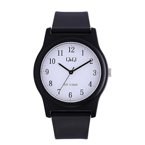 Image of Q&Q Mens Black Fibre Analog Watch 100 Meters Wr