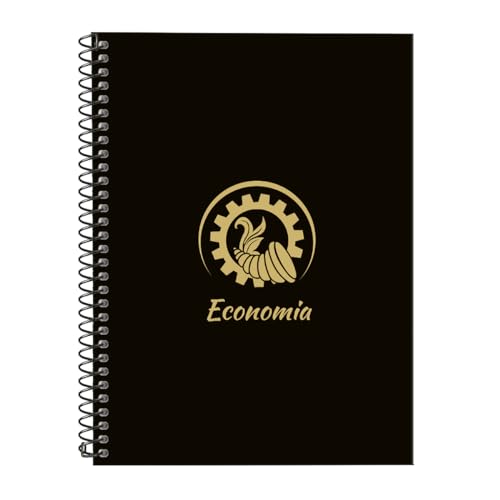 Caderno Universitário Espiral 1 Matéria Profissões Economia (Preto e Gold)