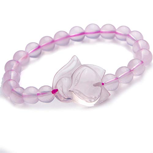 Bracelet Quartz Rose naturel perle renard 8mm bijoux cristal pour dame
