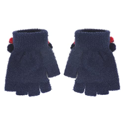 Image of Holiberty Cute Baby Kids Winter Fingerless Gloves Toddler Boys Girls Cartoon Christmas Elk Knit Mittens Warm Snow Gloves 2-8Y