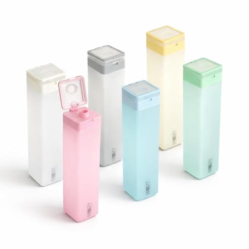 Image of Aura Frosty Square Plastic Water Bottle, Flip Cap, BPA Free, 1L, Leak Proof, Set of 6, Assorted Colourslip cap