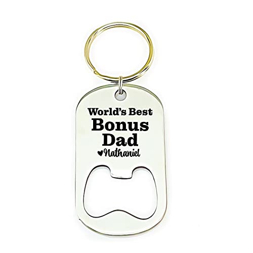 Personalized Bonus Dad Gift Bottle Opener Keychain Bonus Dad Gift Idea Stepdad Bottle Opener For Stepdad Gift Idea Christmas Gift Idea World-Best-Bonus-Bottle #TOP18