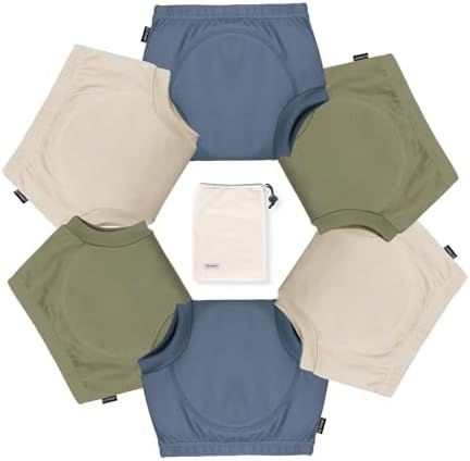 EZ Moms 6 Packs Toddler Potty Training Underwear for Boys 6 Layer Thick Padded Toilet Training Pants 4T Reusable Strong Absorbent Kid Confident Toddler Boy Underwear 5T with Potty Sticker Chart