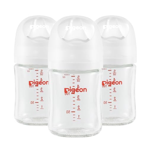 Image of Pigeon Glass Baby Bottles Wide Neck, 5.4 Oz, Pack of 3 | Nurture & Nest, Borosilicate Glass, Anti-Colic Bottle, Natural Feel, Easy to Clean, Includes 3pcs Stage 1 Nipples (0M+)