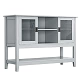 HOMCOM Modern Sideboard Buffet Entryway Storage Cabinet with Framed Glass Doors, Multiple Storage...