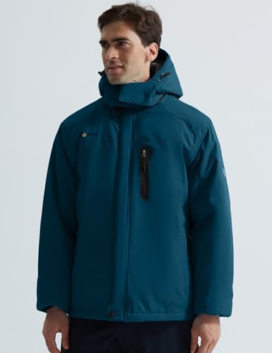 Image of GEMYSE Men's Ski Snow Jacket Warm Winter Waterproof Coat Snowboard Rain Jacket Hooded Windproof Windbreaker