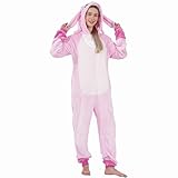 Beauty Shine Unisex Adult Onesie One Piece Pajamas Cosplay Cartoon Costume Halloween Christmas Sleepwear Jumpsuit Plush Homewear(Pink Stitch, Large)