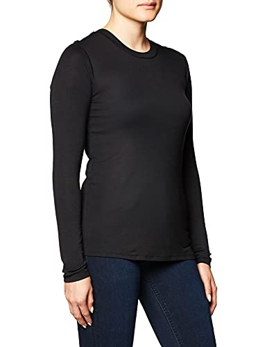 Amazon Brand - Lark & Ro Women s Lightweight Long Sleeve Crewneck Shirt, Black, Medium