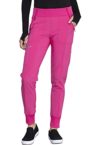 Cherokee Infinity Women Scrubs Pant Mid Rise Jogger Plus Size CK110AP, 2XL Petite, Carmine Pink